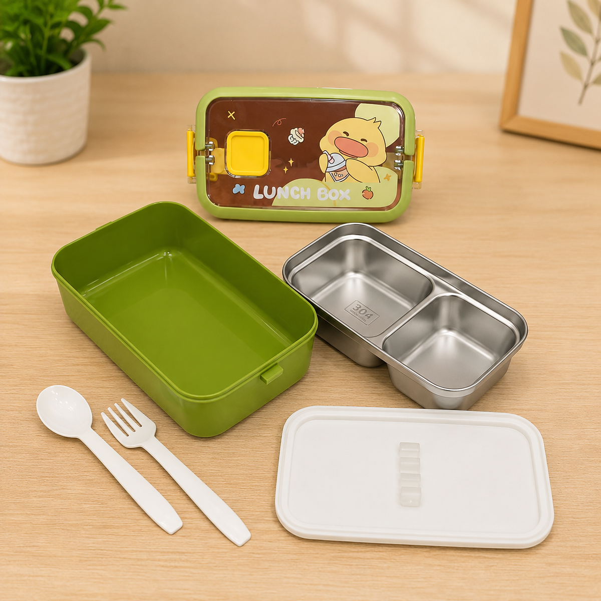 Stainless Steel Kids Lunch Box with Cutlery