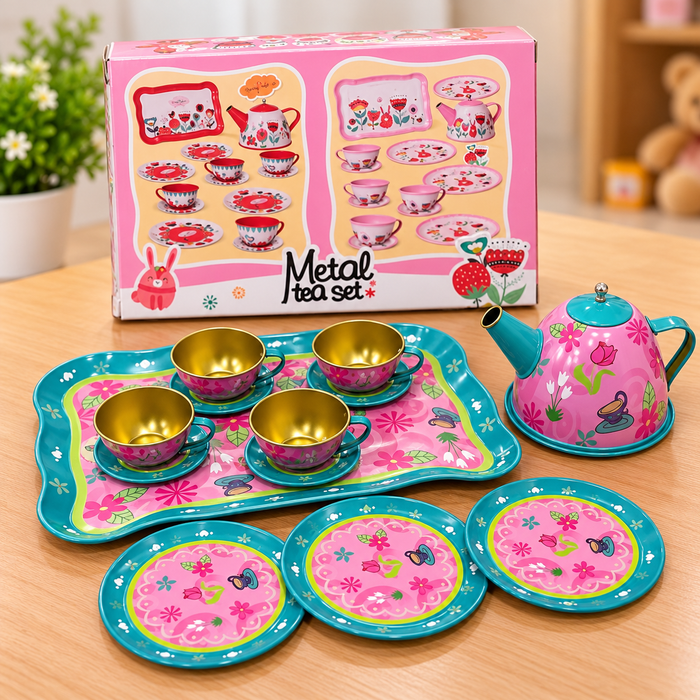 Floral Metal Tea Set for Kids