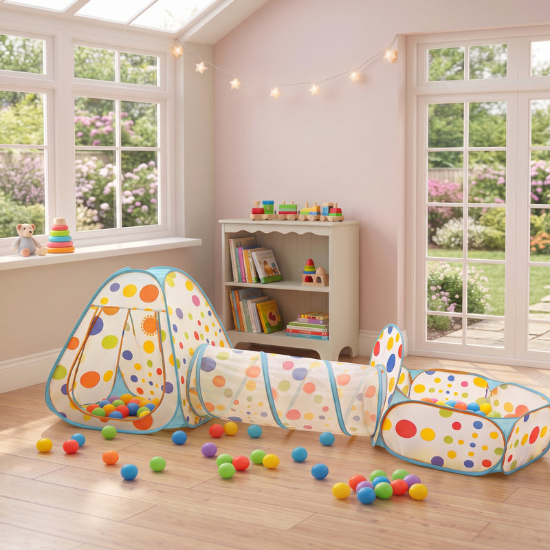 Kids Adventure Playhouse Tunnel & Ball Pit Set
