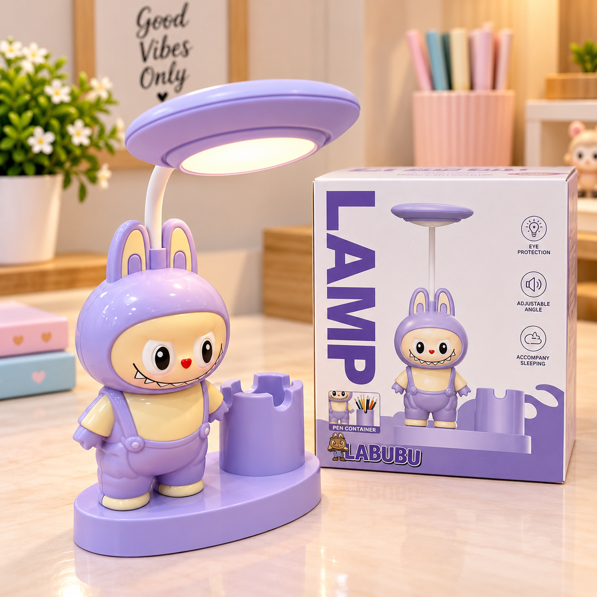 Labubu LED Desk Lamp with Pen Holder