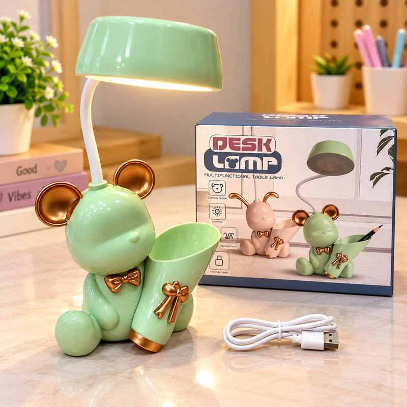 Cartoon Bear LED Desk Lamp with Pen Holder.