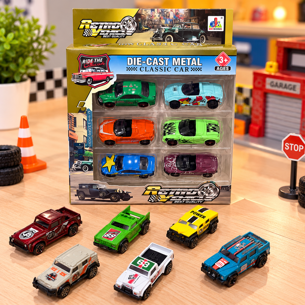 Die-Cast Metal Classic Car Toy Set for Kids