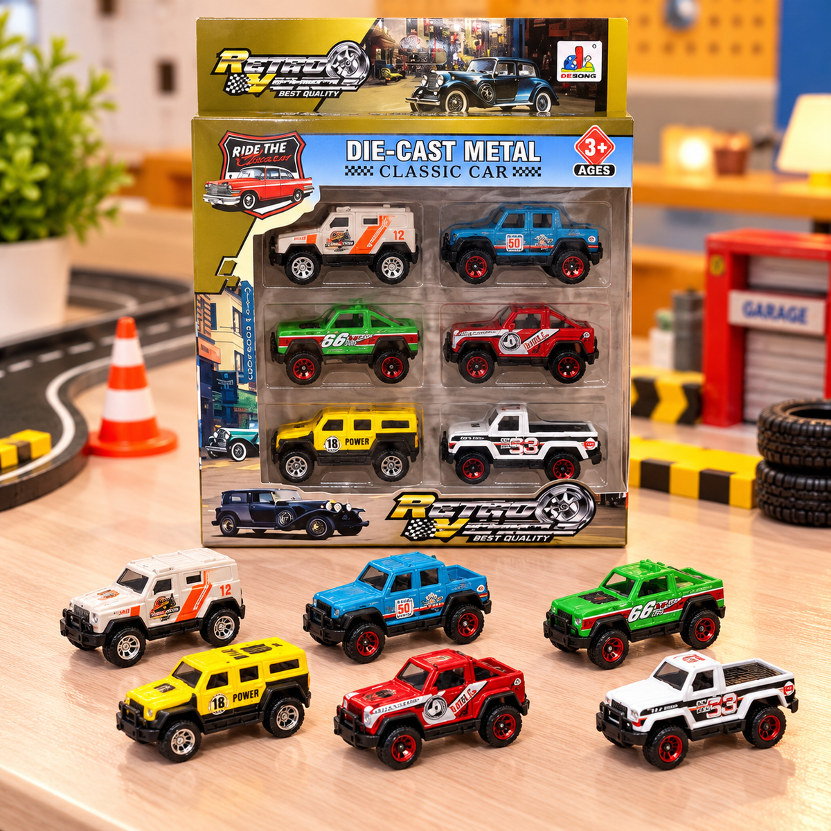 Die-Cast Metal Off-Road Jeep & Truck Toy Set for Kids